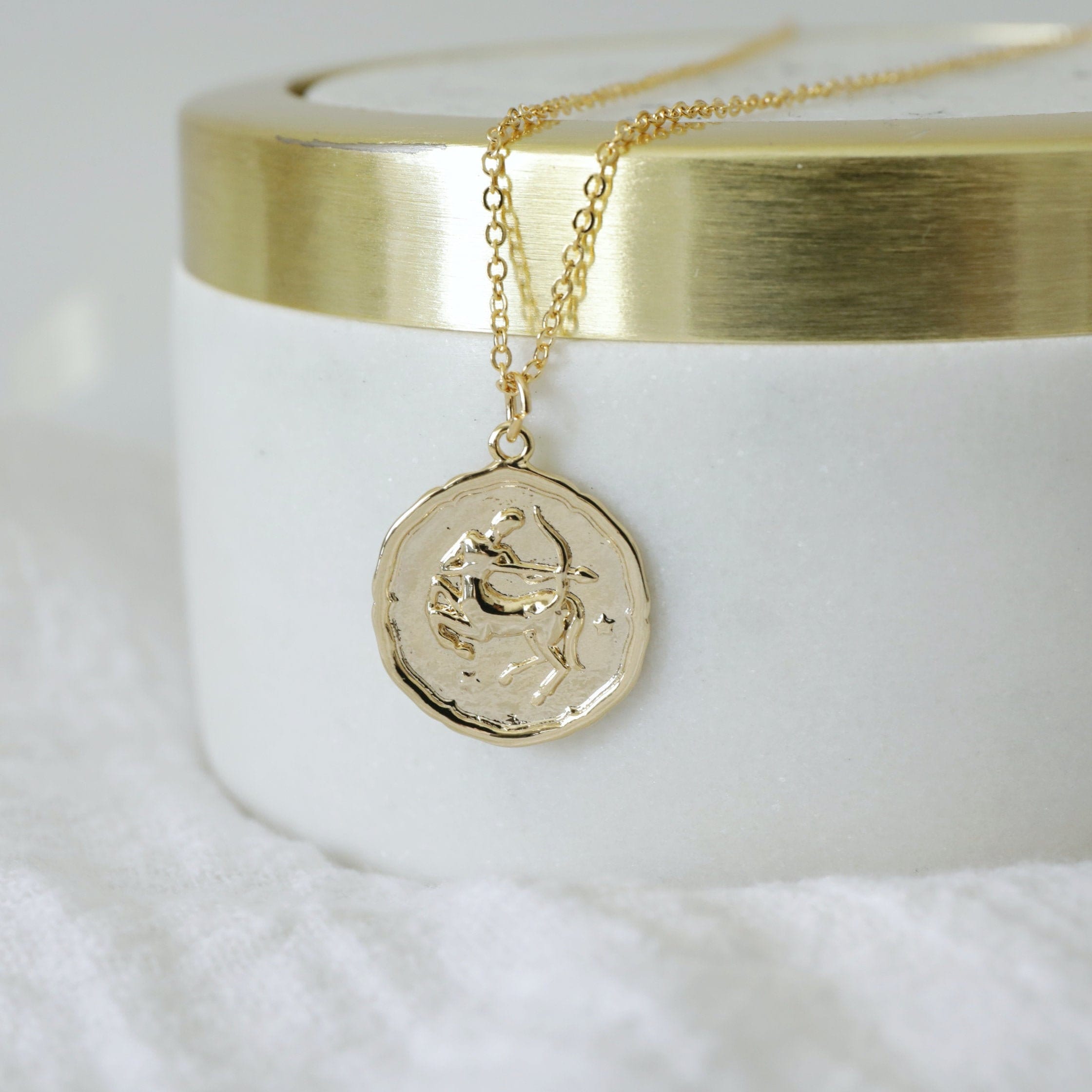 Sagittarius Sign Coin Necklace, Zodiac Jewelry, Celestial Jewelry, Constellation Necklace , December Birthday Gift, Bridesmaid Gift
