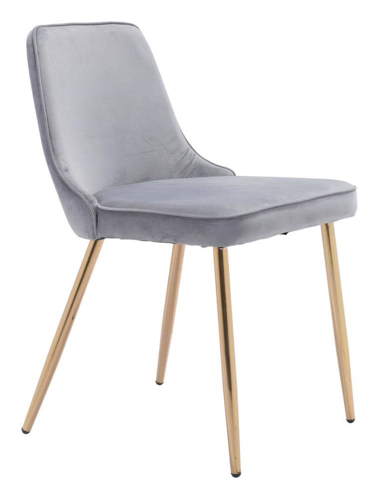 Zuo Modern Set of 2 Merritt Contemporary/Modern Polyester/Polyester Blend Upholstered Dining Side Chair (Metal Frame) in Gray | 101081