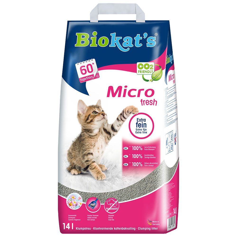 14l Biokat's Micro Clumping Cat Litter - 12 + 2l Free!* - Biokat's Micro Fresh (14l)