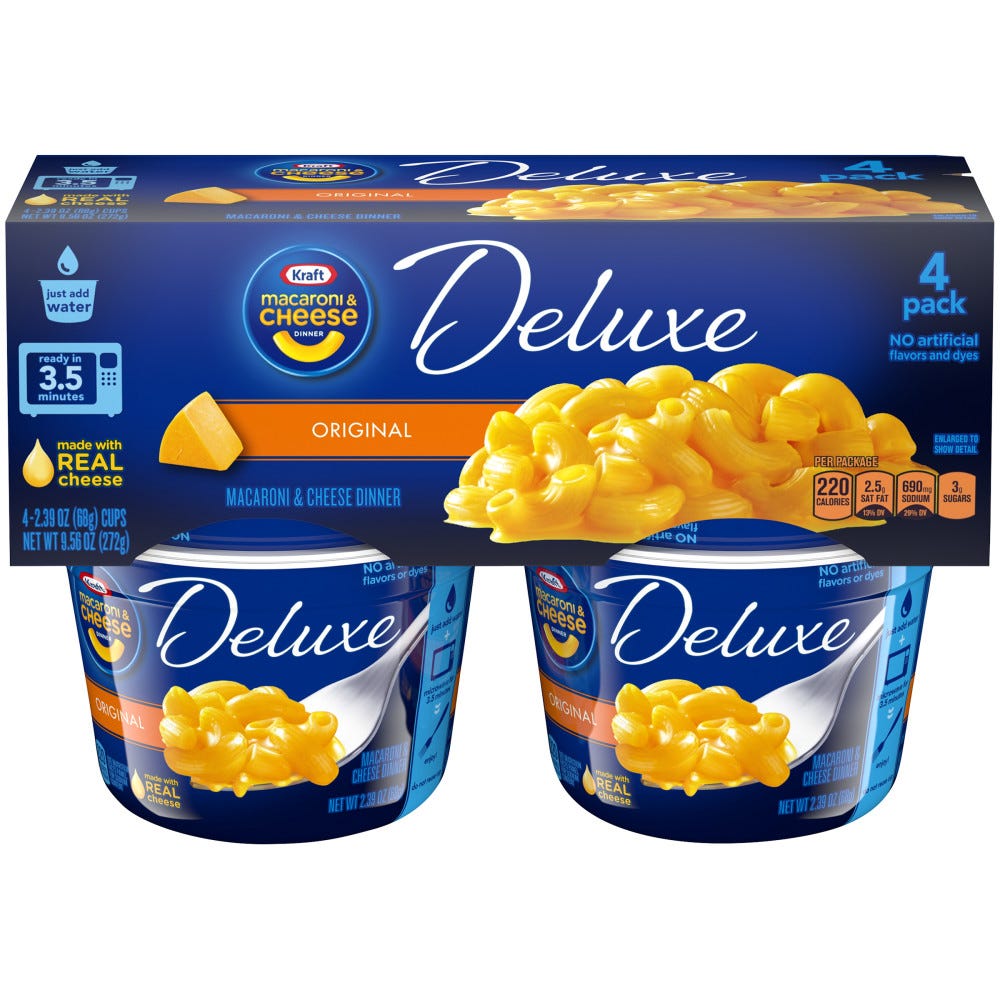 Kraft Deluxe Original Macaroni & Cheese Dinner Cups - 4 ct