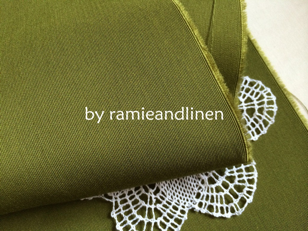 Silk Fabric, Ribbed & Cotton Blend Fern Green, Half Yard By 43 Wide