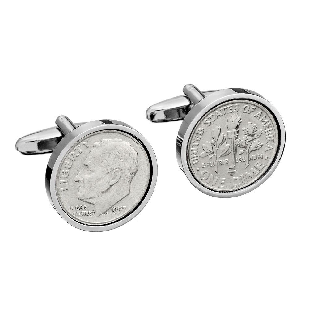 1957 Us Coin Cufflinks, Rare 64Th Birthday Gift, Year Coin, Handmade Gift For Men, Eco Friendly