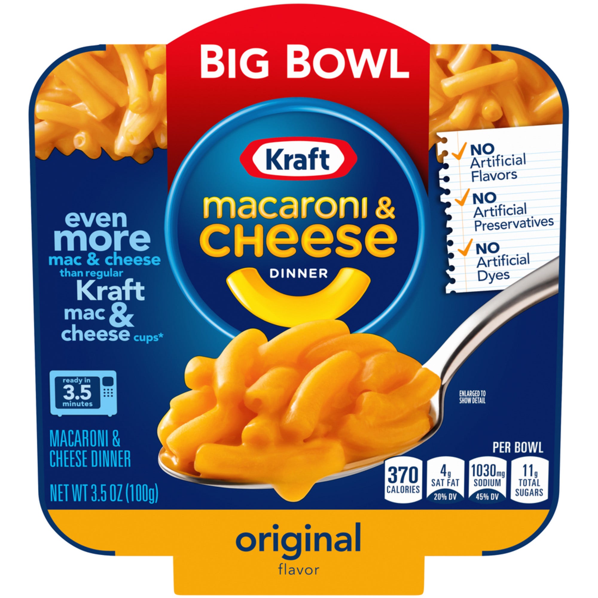 Kraft Macaroni & Cheese, Original Big Bowl - 3.5 oz
