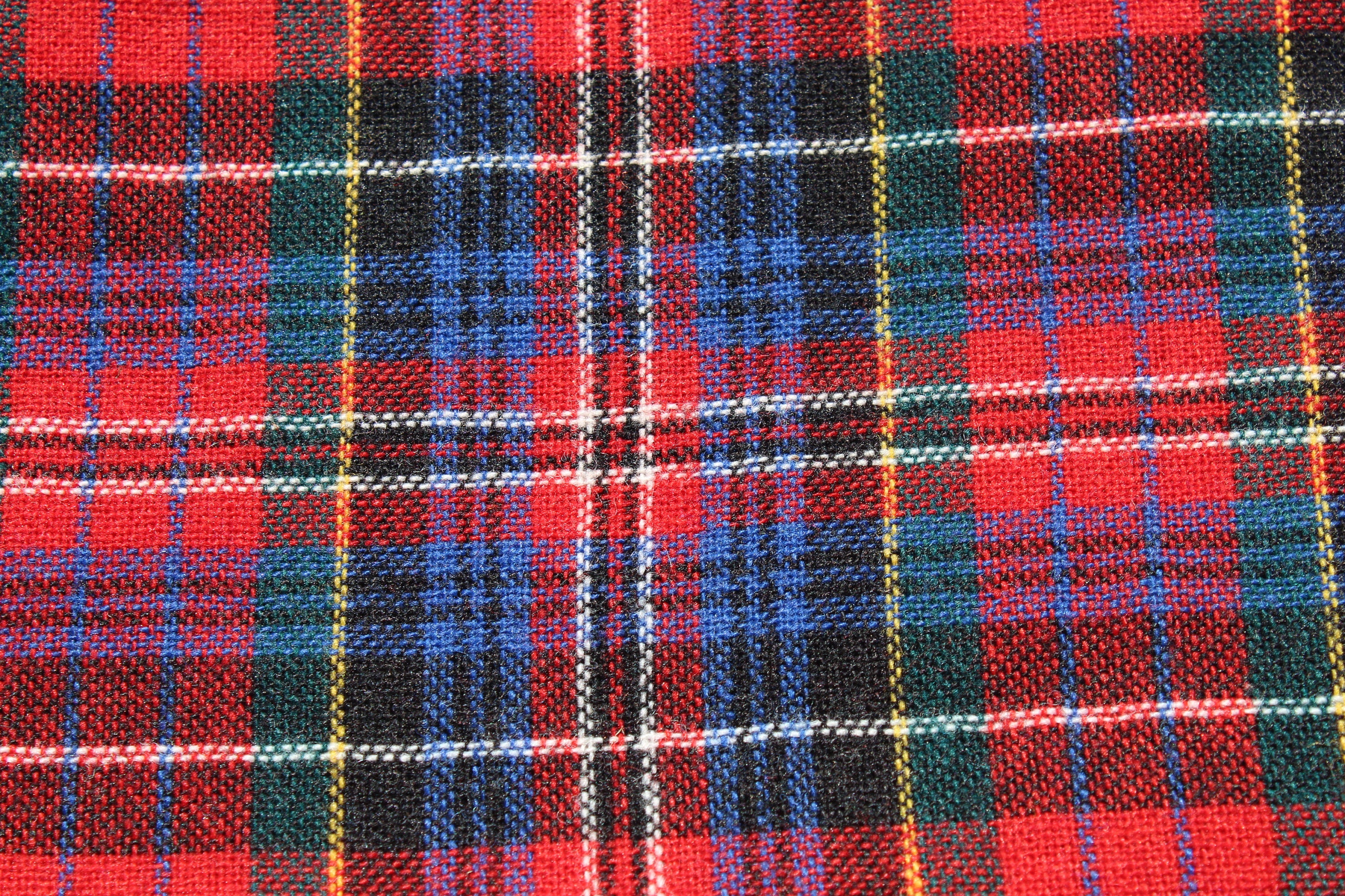 Red Blue Plaid Men's Shirt Wool Blend Fabric By The Half Yard, Skirt Dress Sewing Quilting, Christmas Holiday Material Bthy