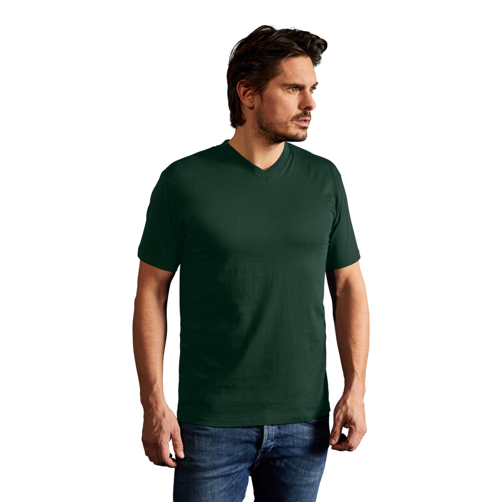 Premium V-Ausschnitt T-Shirt Herren, Waldgrün, XXL