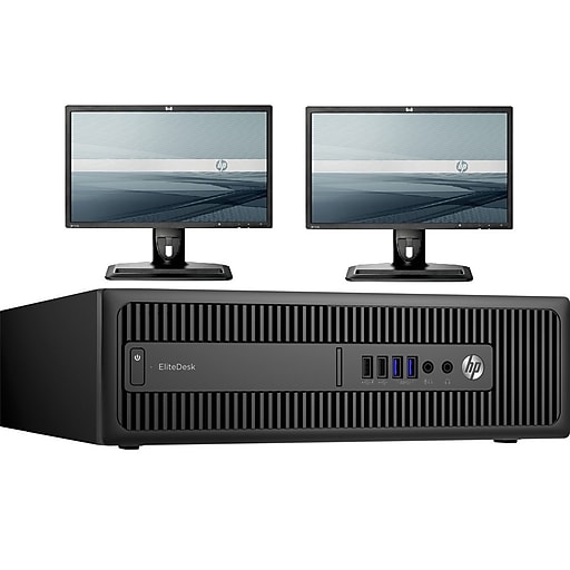 HP EliteDesk 800 G2 Refurbished Desktop Computer with two 22" Monitors, Intel i5, 32GB RAM, 1TB SSD