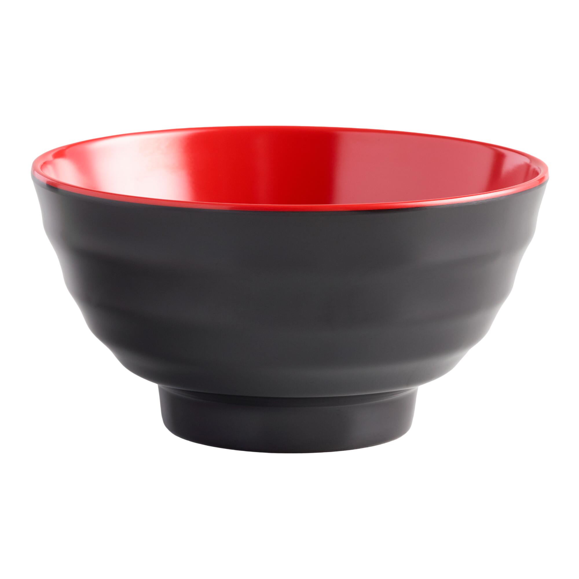Black and Red Melamine Noodle Bowls Set of 4 by World Market