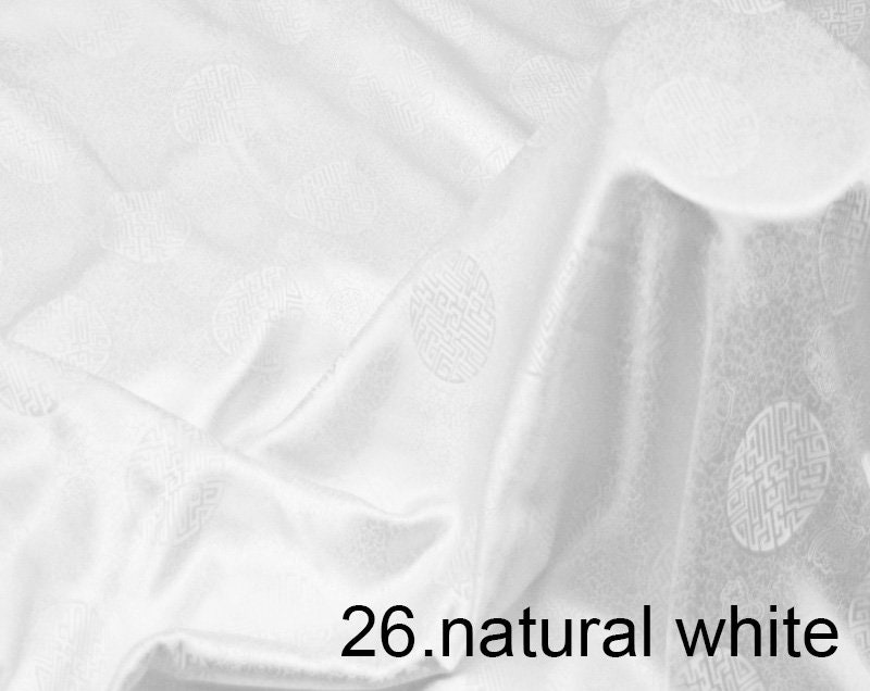 Silk Jacquard Fabric Solid Color 45 Width No.26 Natural White Sell By The Yard For Diy Hand Made 100% Mulberry