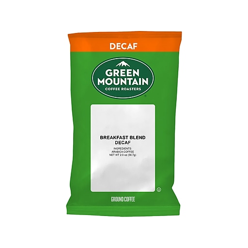 Green Mountain Breakfast Blend Decaf Ground Coffee, Light Roast, 2 Oz., 18/Box (386613)