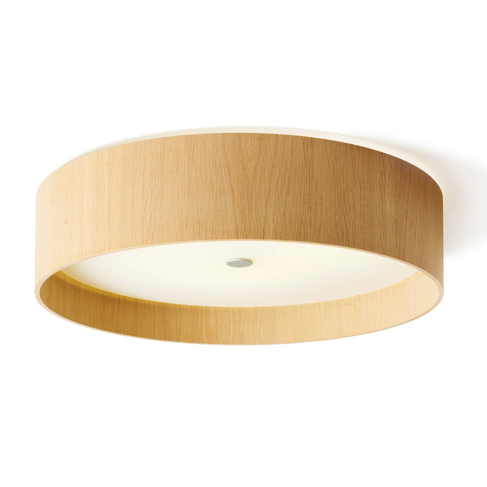 Pyöreä LED-kattolamppu Lara wood, valkotammi 55 cm