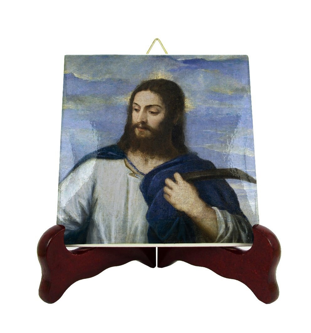 Christ The Gardener - Religious Icon On Ceramic Tile Catholic Gifts Jesus Christian Faith Church Pray