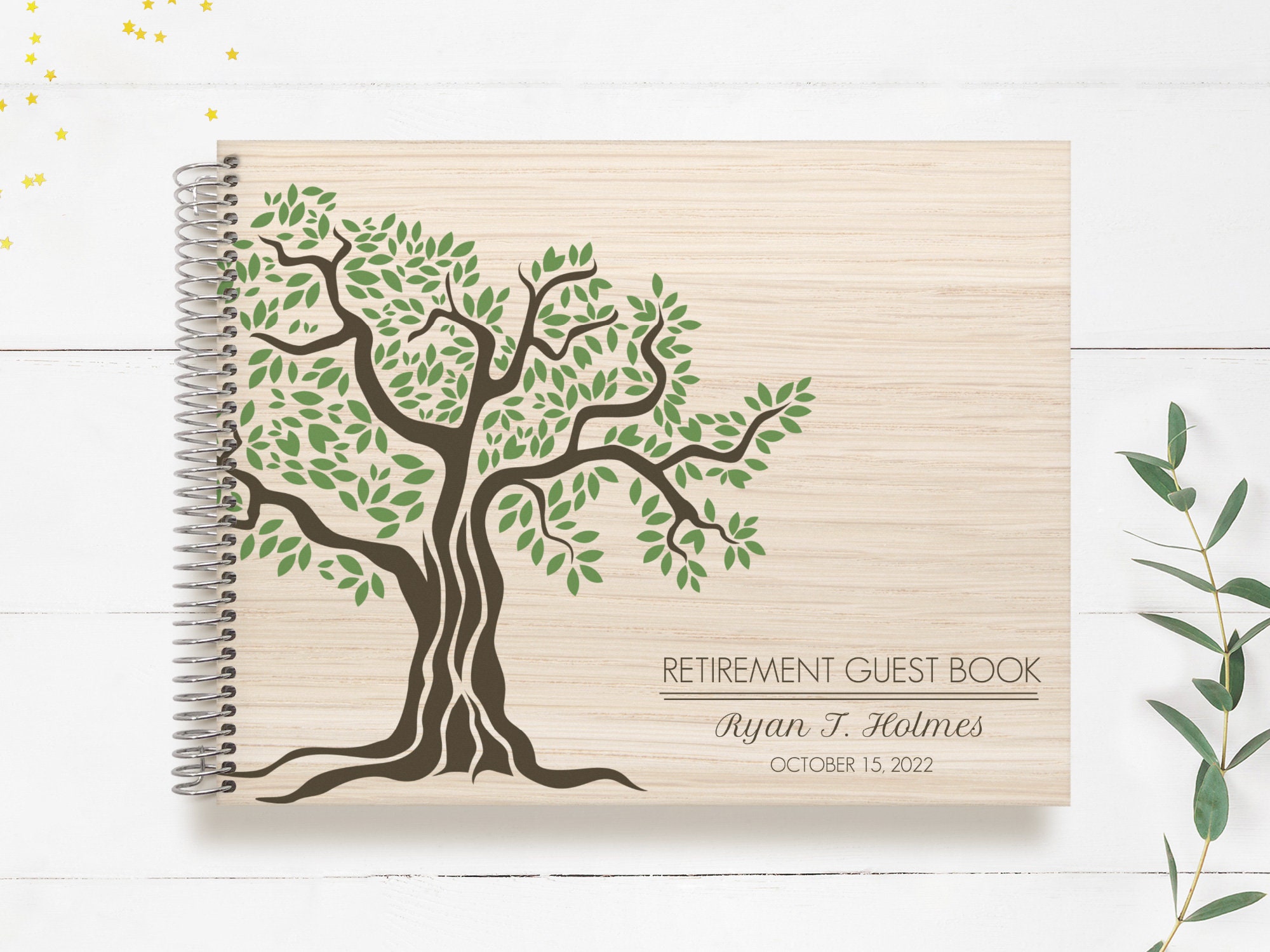Retirement Guest Book | Guestbook Custom Guestbook Personalized Registry Woodgrain
