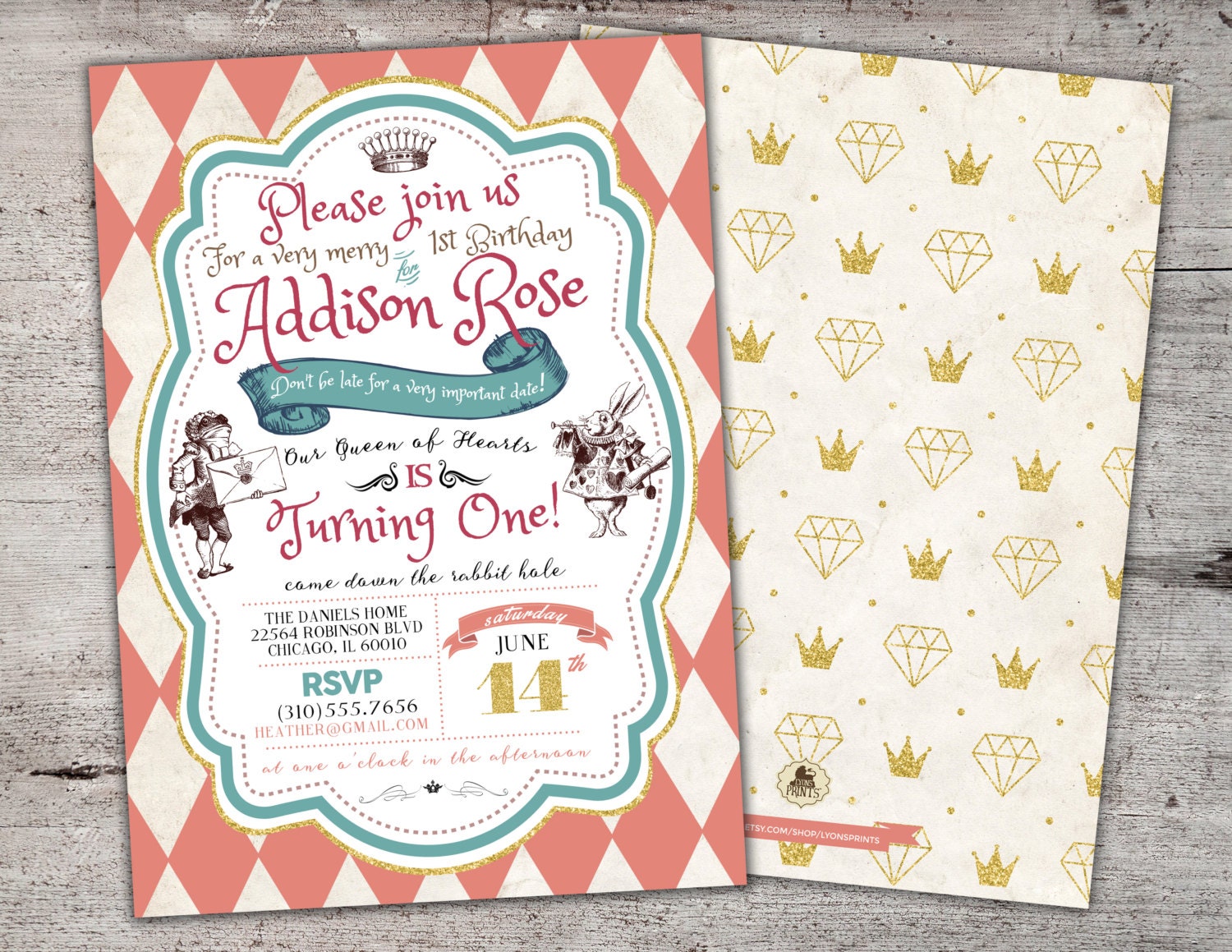 Alice in Wonderland Invitation/First Birthday Mad Hatter Tea Party - Printable For Or Wedding Baby Shower