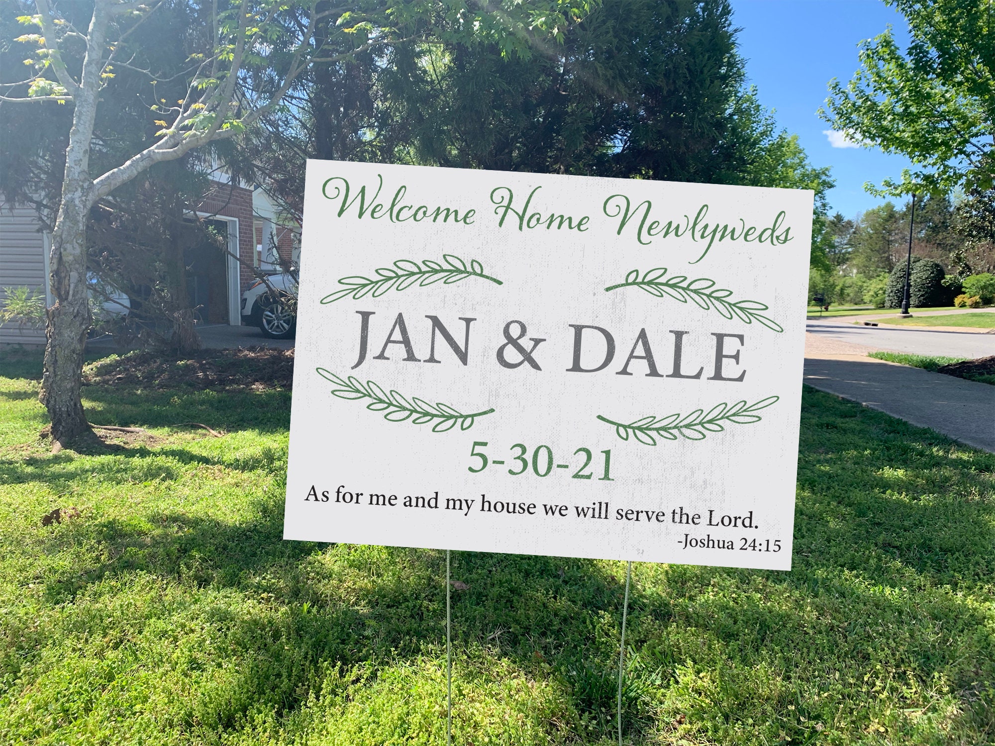 Wedding Welcome Sign, Newlywed Yard Physical Sign With Wire Stake Incl., Diy File Option, Free Shipping
