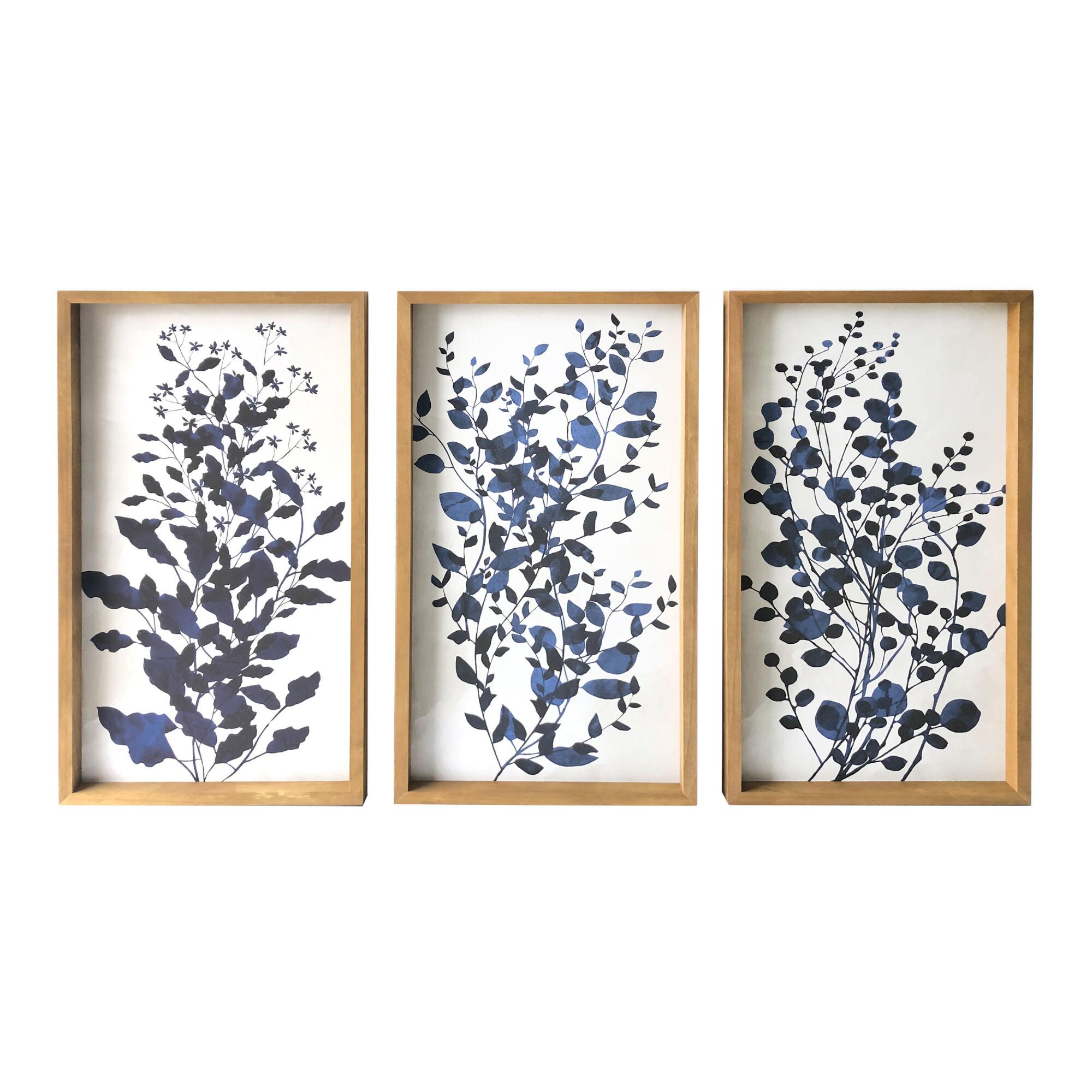 Blue Branches Framed Canvas Wall Art 3 Piece by World Market