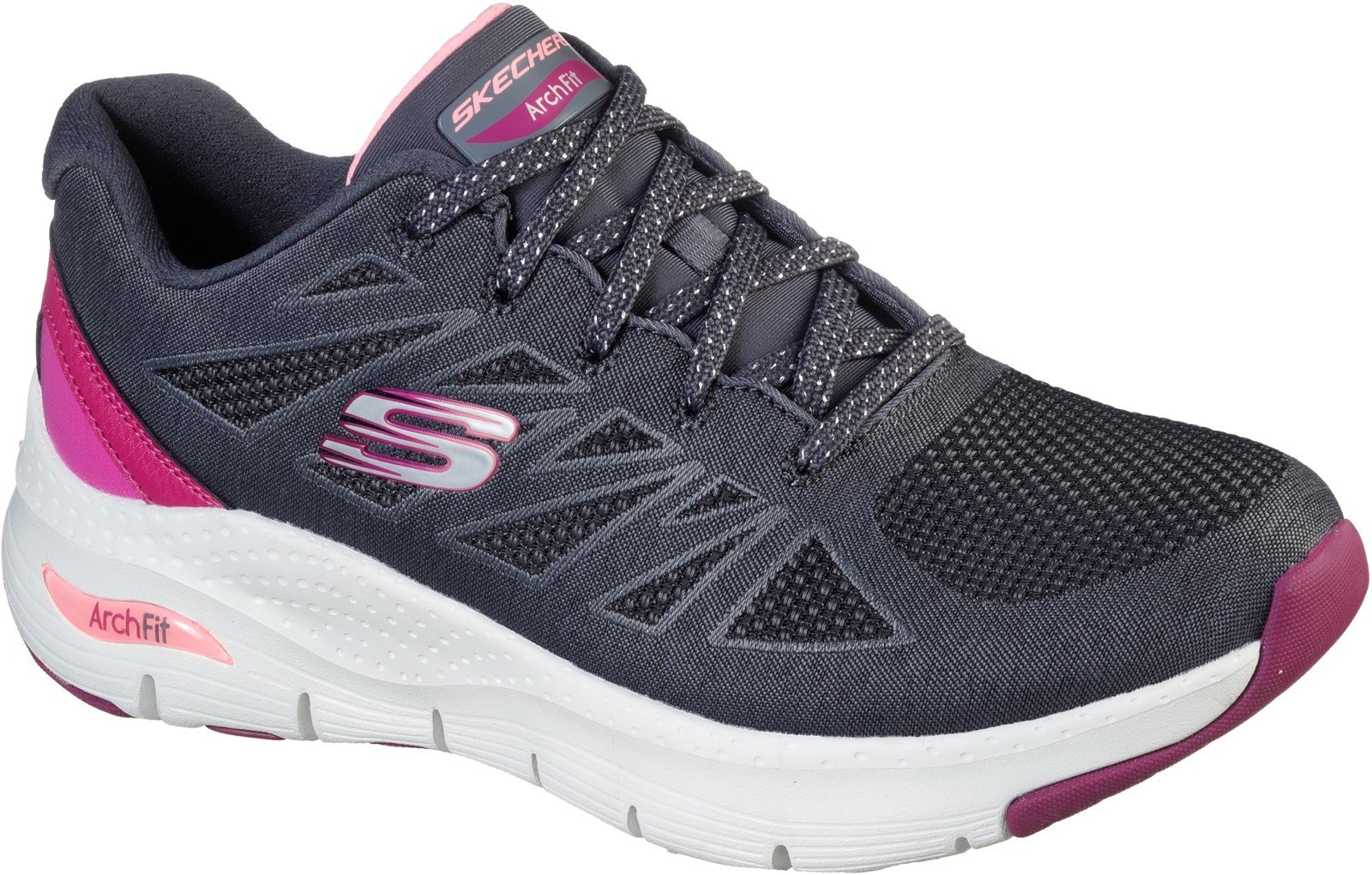 Skechers Women's Arch Fit She's Effortless Trainer Various Colours 32107 - Charcoal/Pink 3