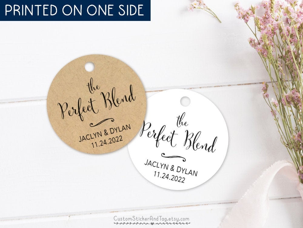 The Perfect Blend Tags For Tea, Coffee, Spice Or Bbq Rub Mix, Custom Personalized Wedding Bridal Shower | T-184