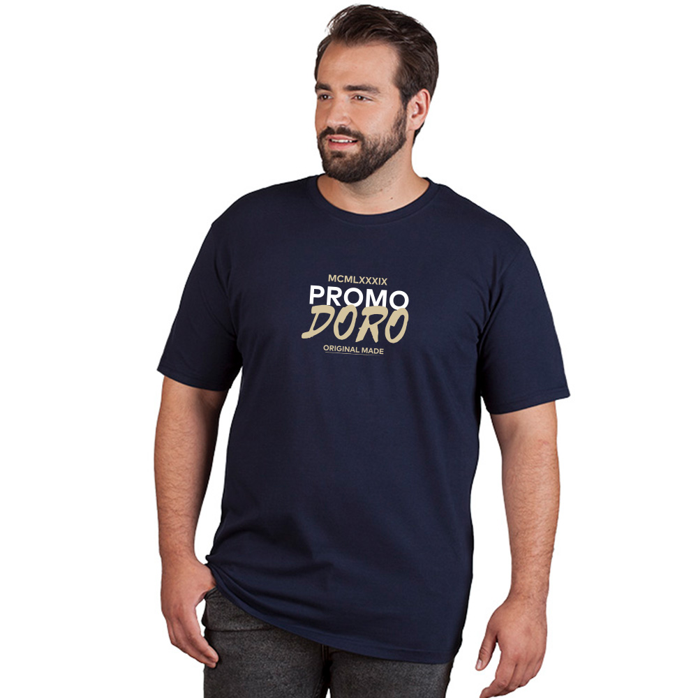 Print "promodoro original made" Bio T-Shirt Plus Size Herren, Marineblau, 4XL