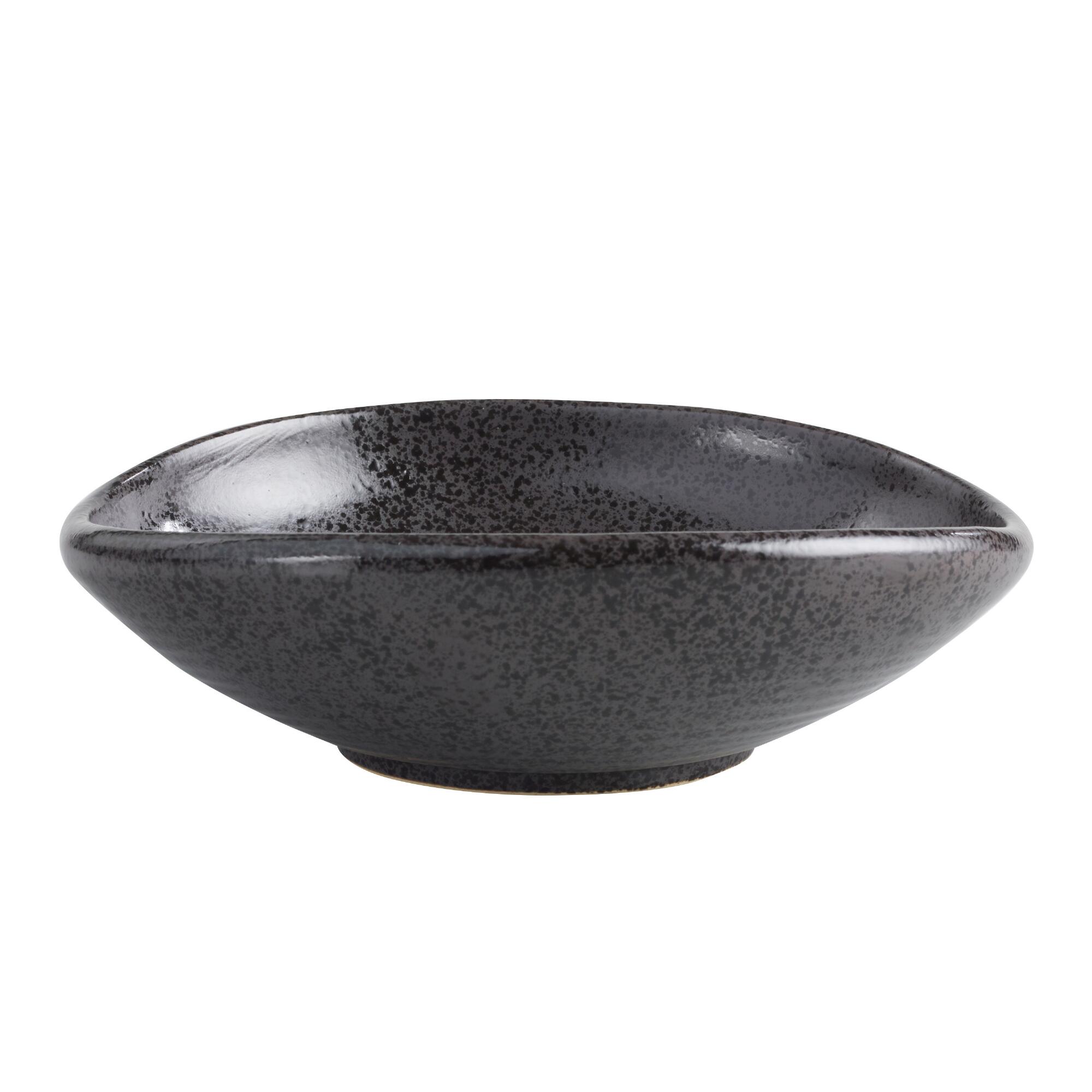 Black Zen Shallow Salad Bowls Set of 2 - Stoneware by World Market