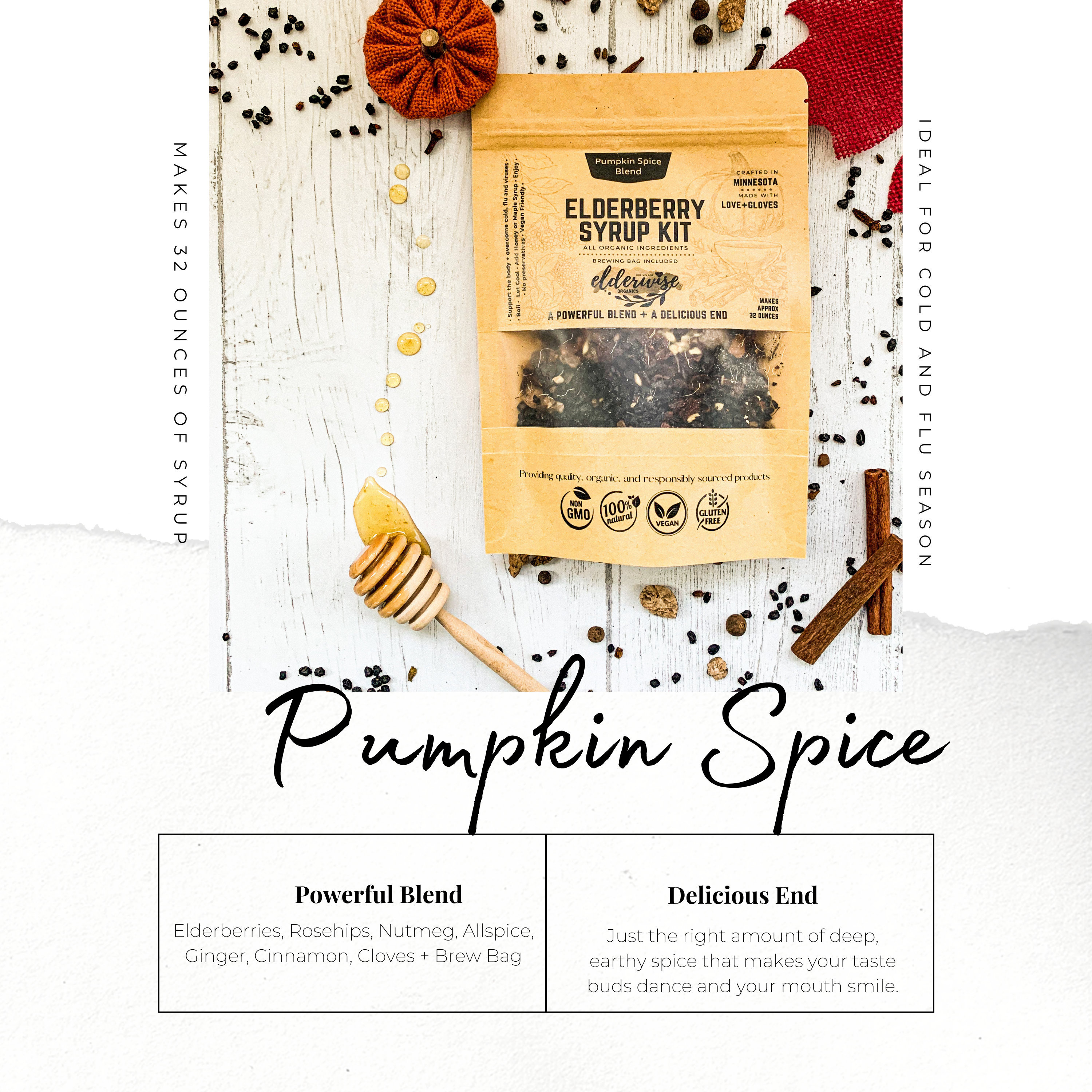 Elderberry Syrup | Pumpkin Spice Blend Makes 32Oz Brewing Bag Included