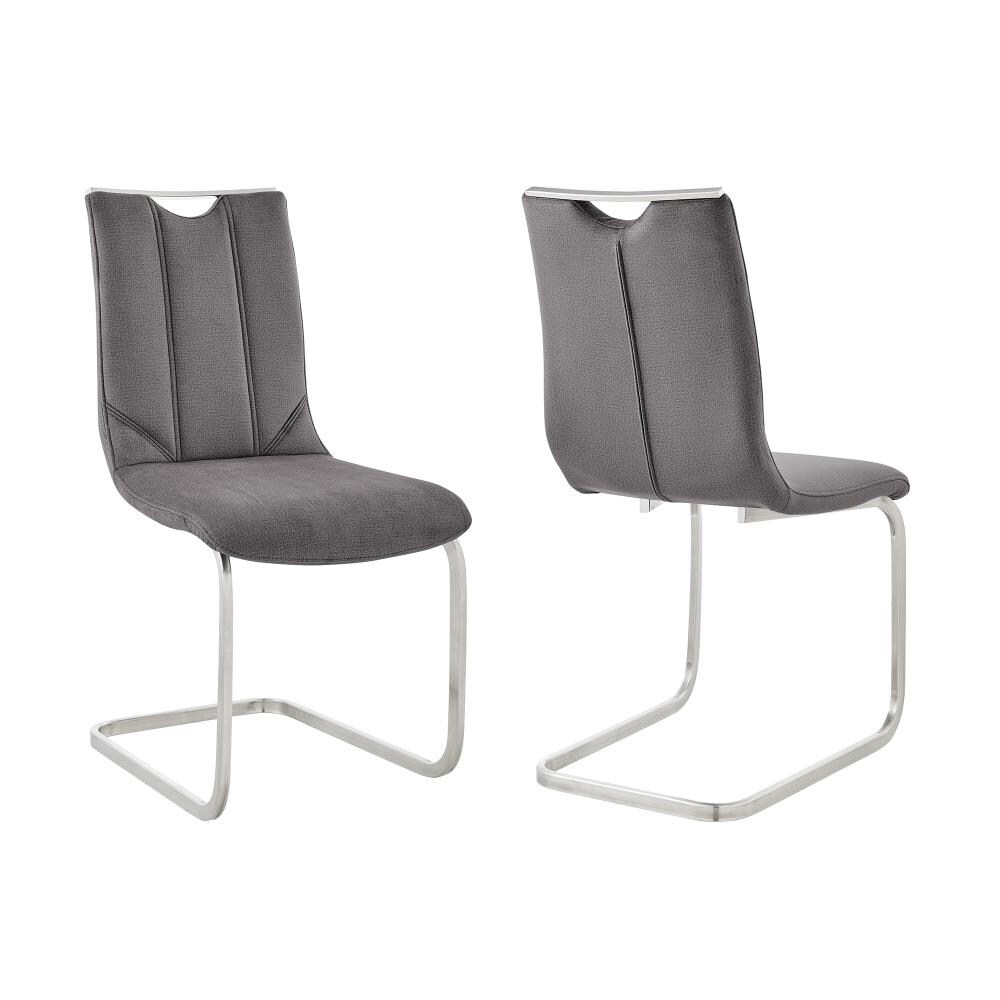 Armen Living Set of 2 Pacific Contemporary/Modern Polyester/Polyester Blend Upholstered Dining Side Chair (Metal Frame) | LCPCSIGRFBC