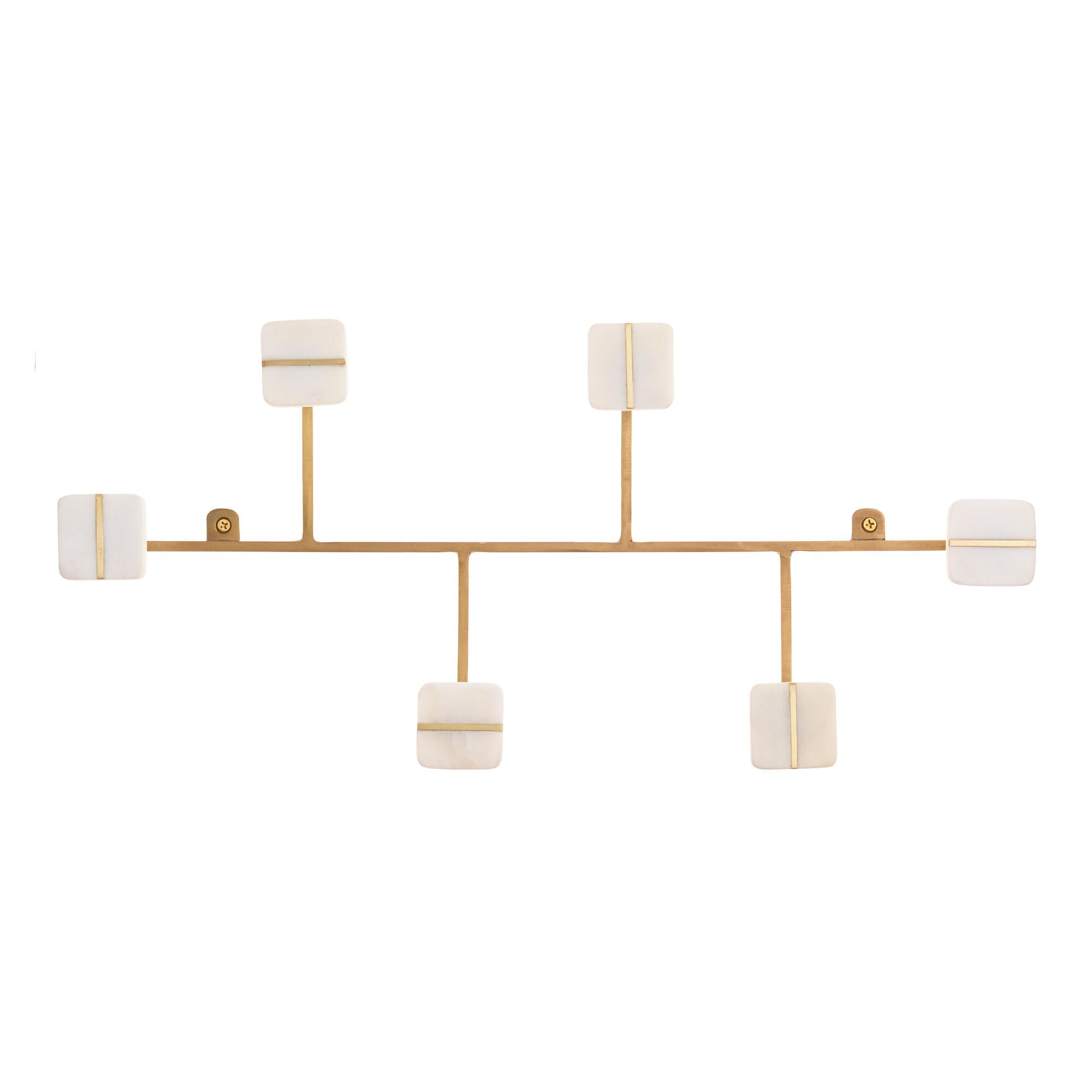 White Marble And Gold Metal Asymmetrical Wall Rack by World Market
