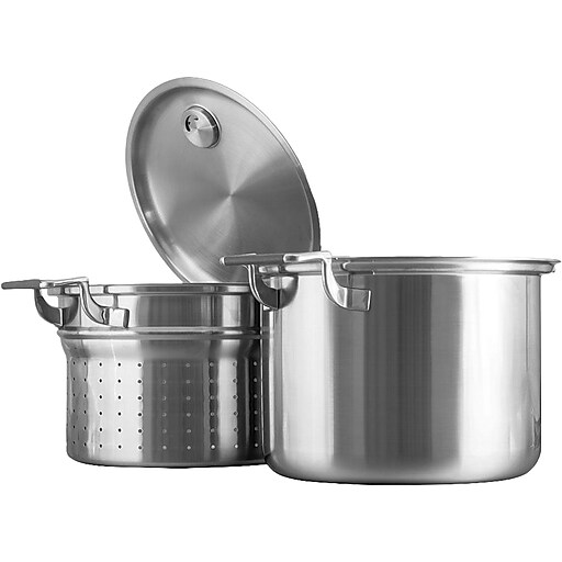 CookCraft Stainless Steel 8 Qt. Stock Pot and Strainer Set, Silver (CC-3100-8QTSET)