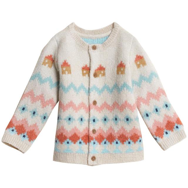 M&S Fairisle Knitted Cardigan, 12-18 Months, Cream Mix