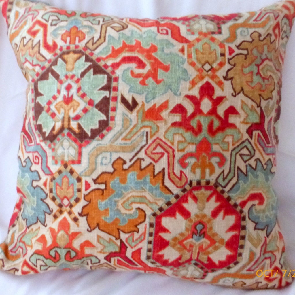 Ikat Pillow Cover - Linen Blend Pillow Decorative Cover Designer Fabric Throw Accent Fall Pillows