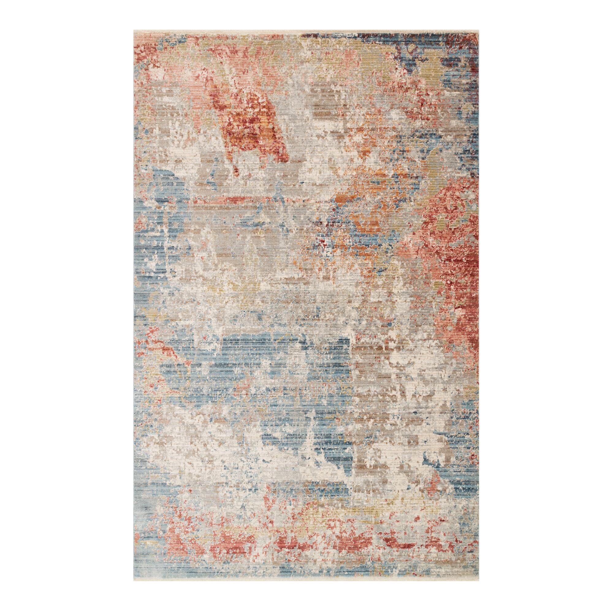 Blue and Orange Abstract Remy Area Rug - Polyester - 8' x 10' by World Market