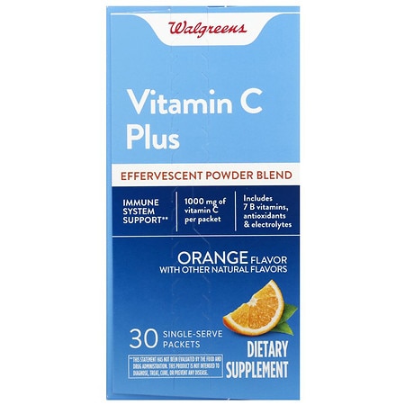 Walgreens Vitamin C Plus Effervescent Powder Blend Orange - 30.0 ea