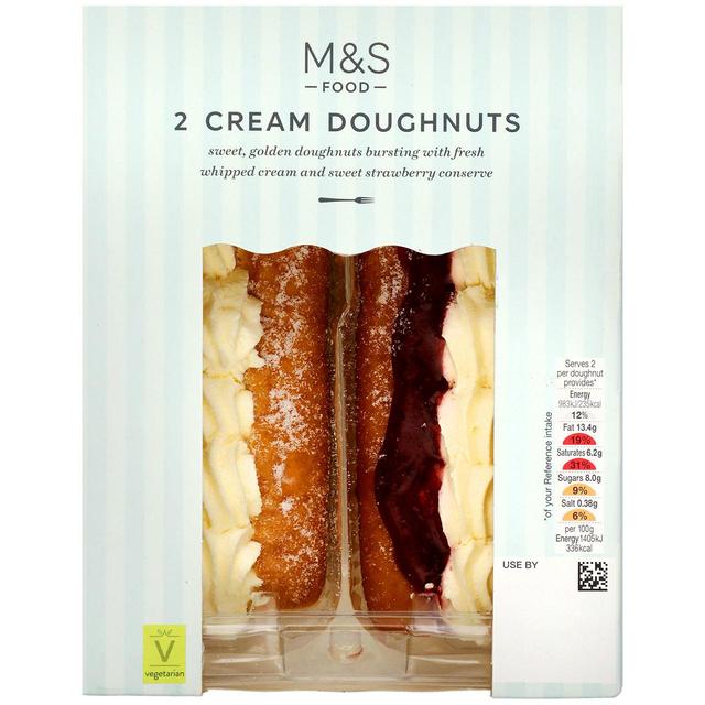 M&S 2 Cream & Strawberry Jam Doughnuts