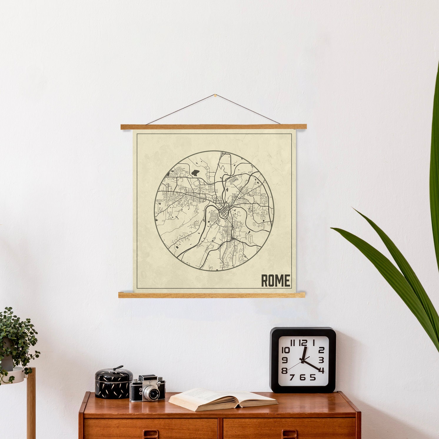Rome Georgia Weathered Street Map | Hanging Canvas Of Printed Marketplace