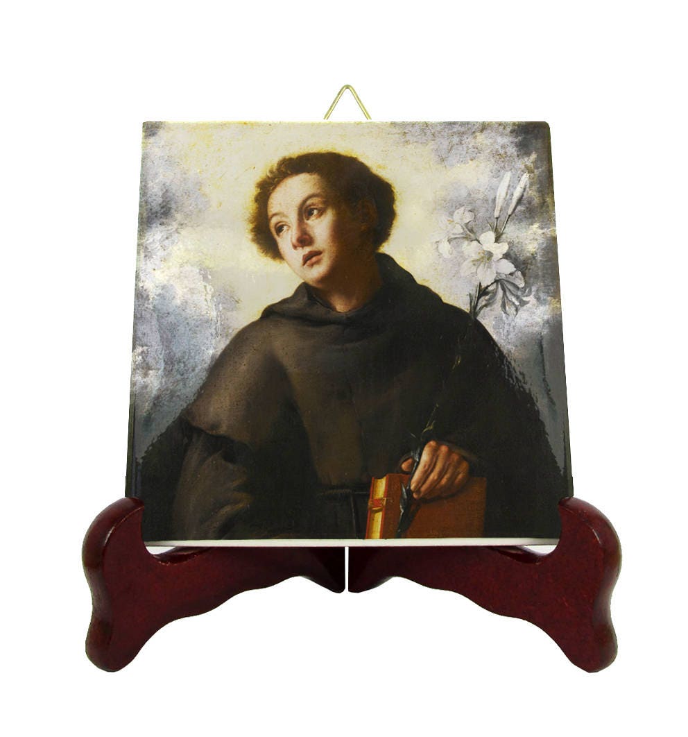 Saint Anthony Of Padua - Icon On Tile St Catholic Saints Serie Saint Art Handmade in Italy