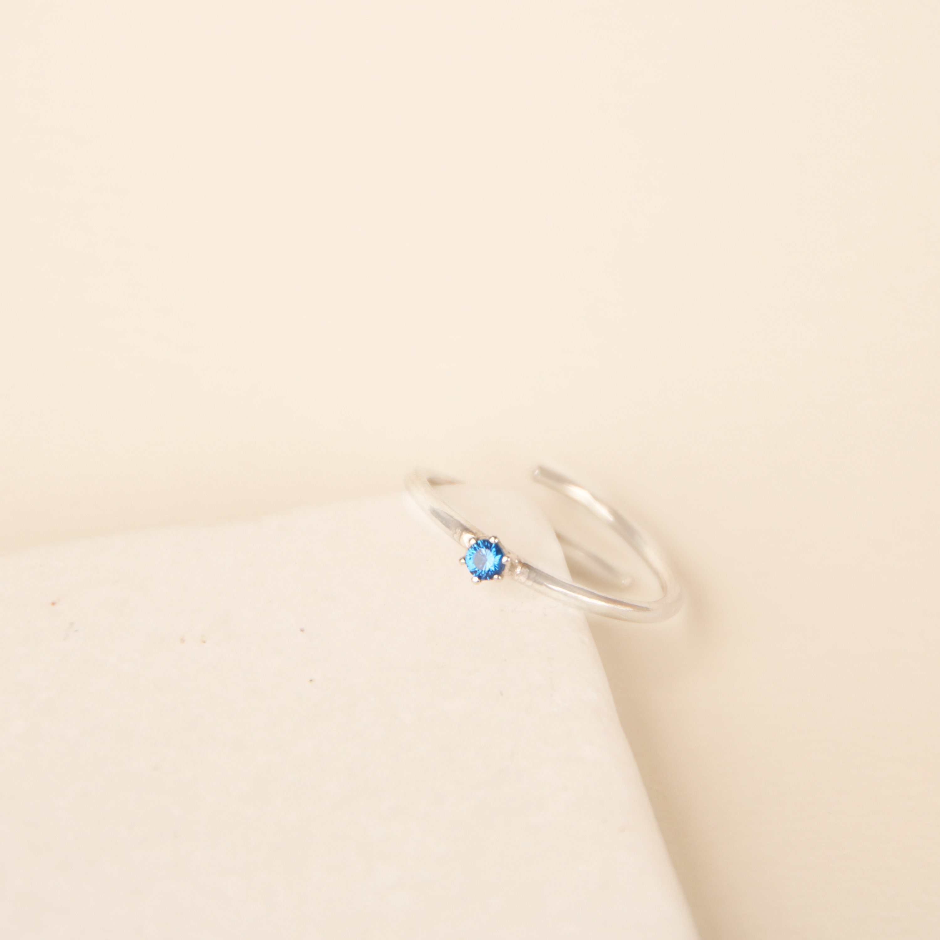 Minimalist Gemstone Ring, Gemstone Ring in Sterling Silver, Dainty & Delicate Birthstone Birthstone Ring