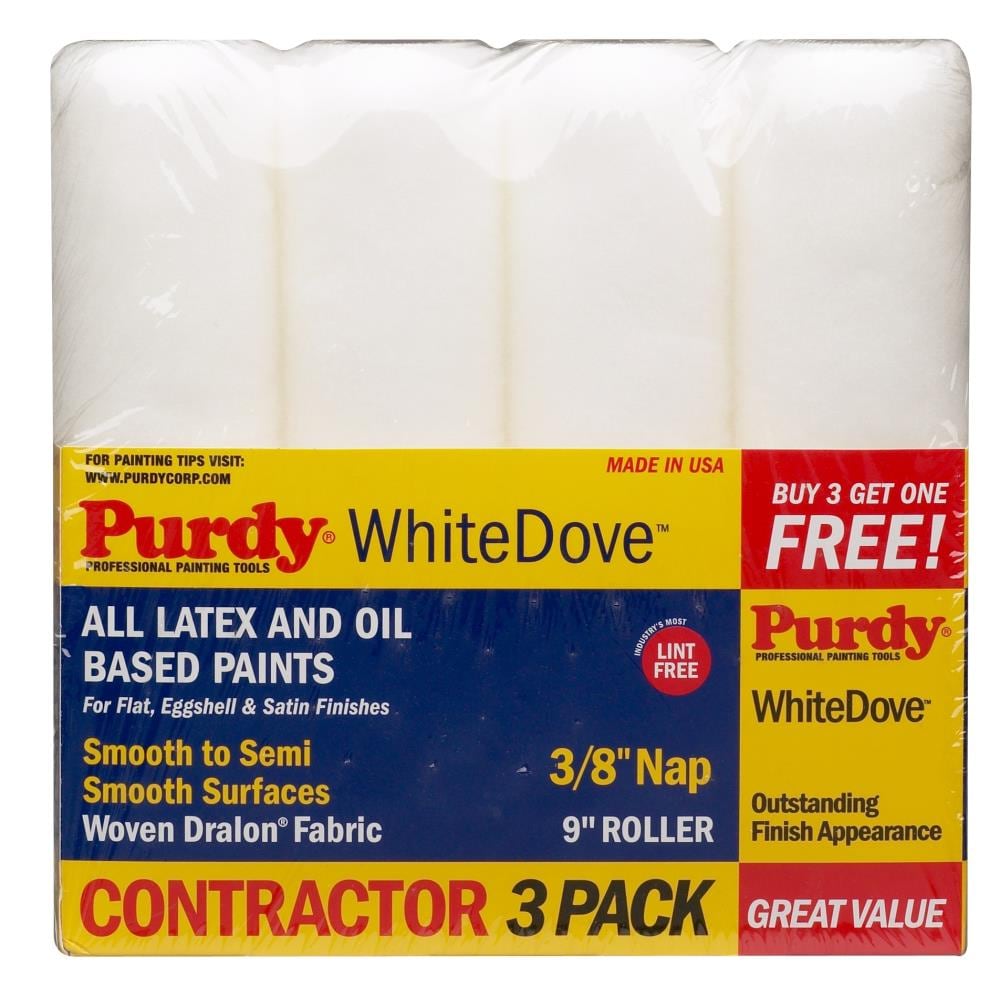 Purdy White Dove 4-Pack 9-in x 3/8-in Woven Synthetic Blend Paint Roller Cover | 14F863400