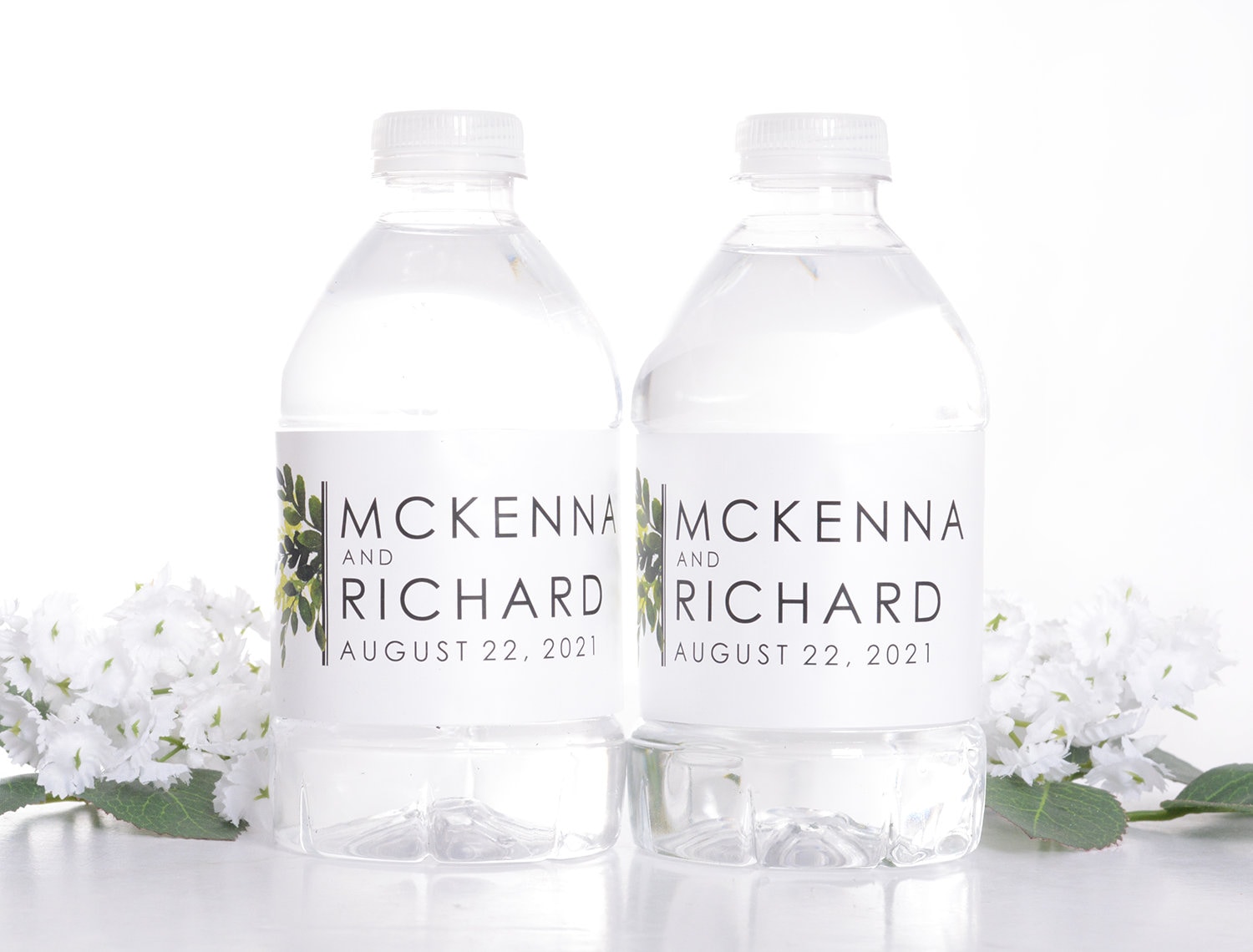 Garden Wedding Bottle Labels, Waterproof Stickers, Greenery Wraps, Bottled Water Labels Wdiw-360