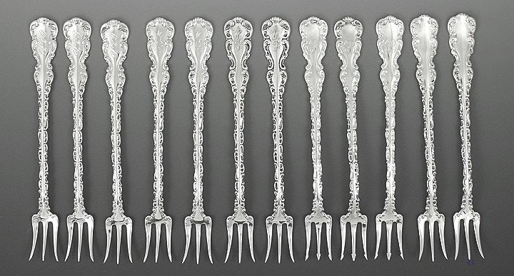 12 Vintage Sterling Whiting Louis Xv Cocktail Forks