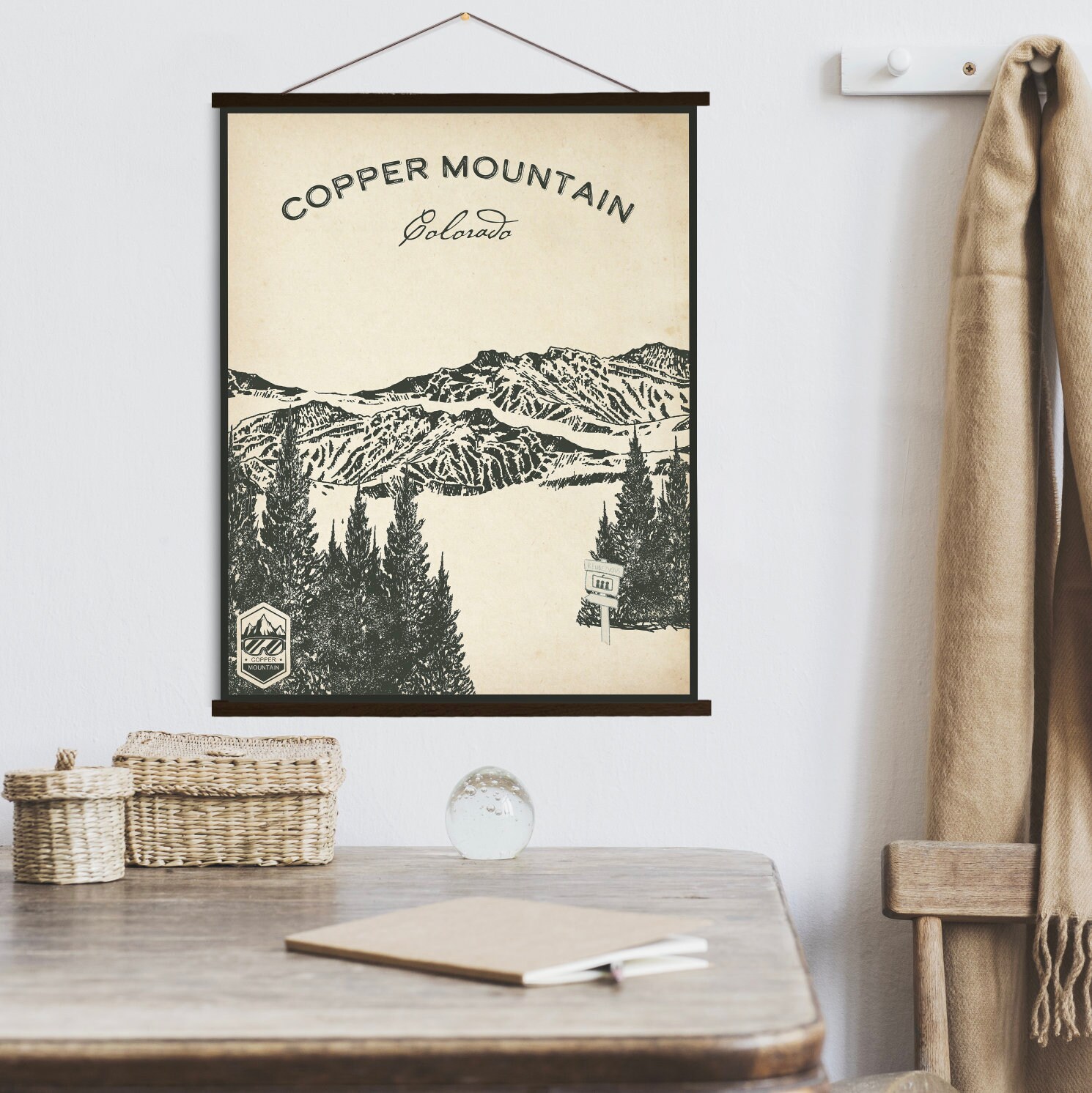 Copper Mountain Ski Resort Sketch Print | Hanging Canvas Of Printed Marketplace