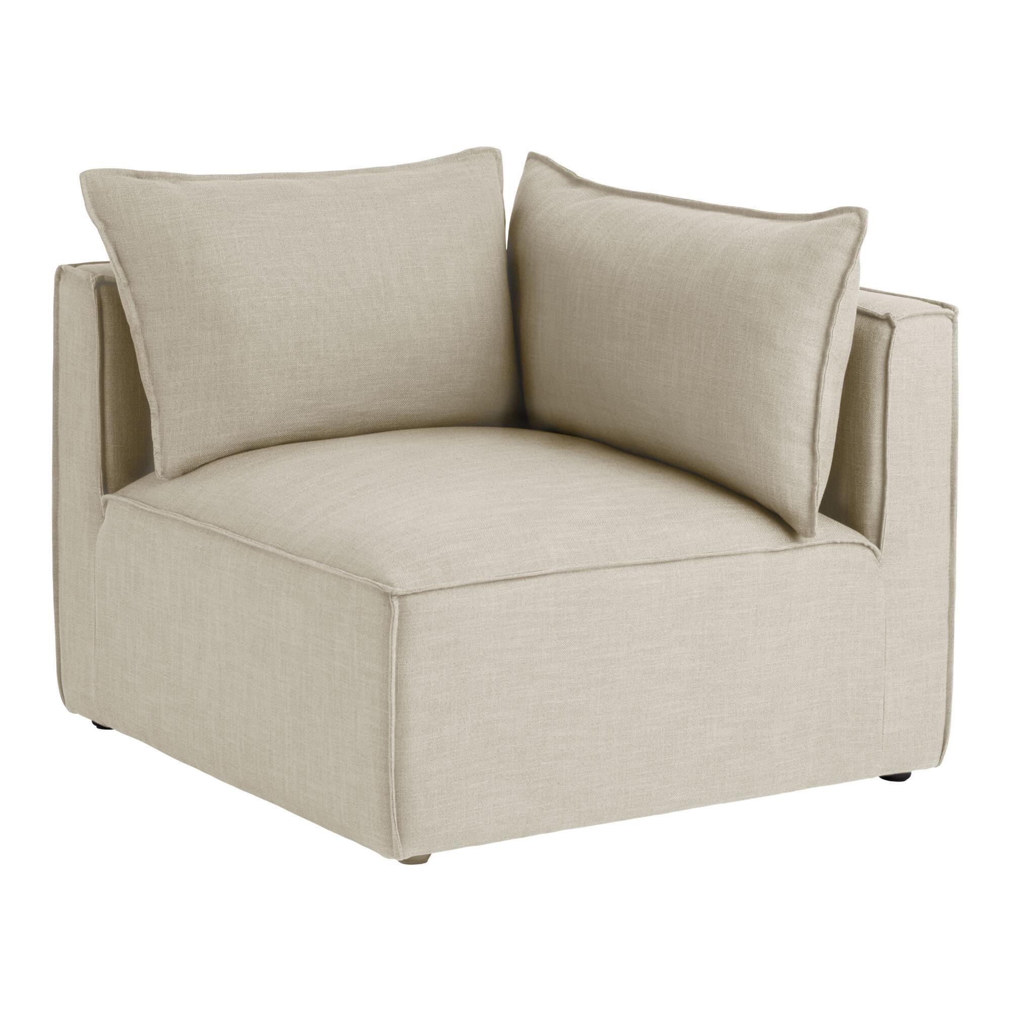 Oatmeal Tyson Modular Sectional Corner End Chair: Natural by World Market