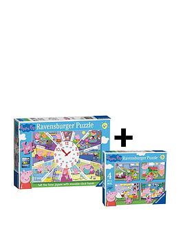 Buy Ravensburger Peppa Pig Jigsaw Twin Pack - 4 In A Box & Clock Puzzle ...