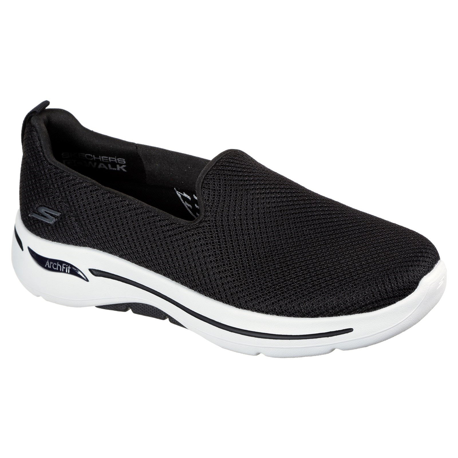 Skechers Women's GOwalk Arch Fit Grateful Wide Trainer Multicolor 33068 - Black/White 8