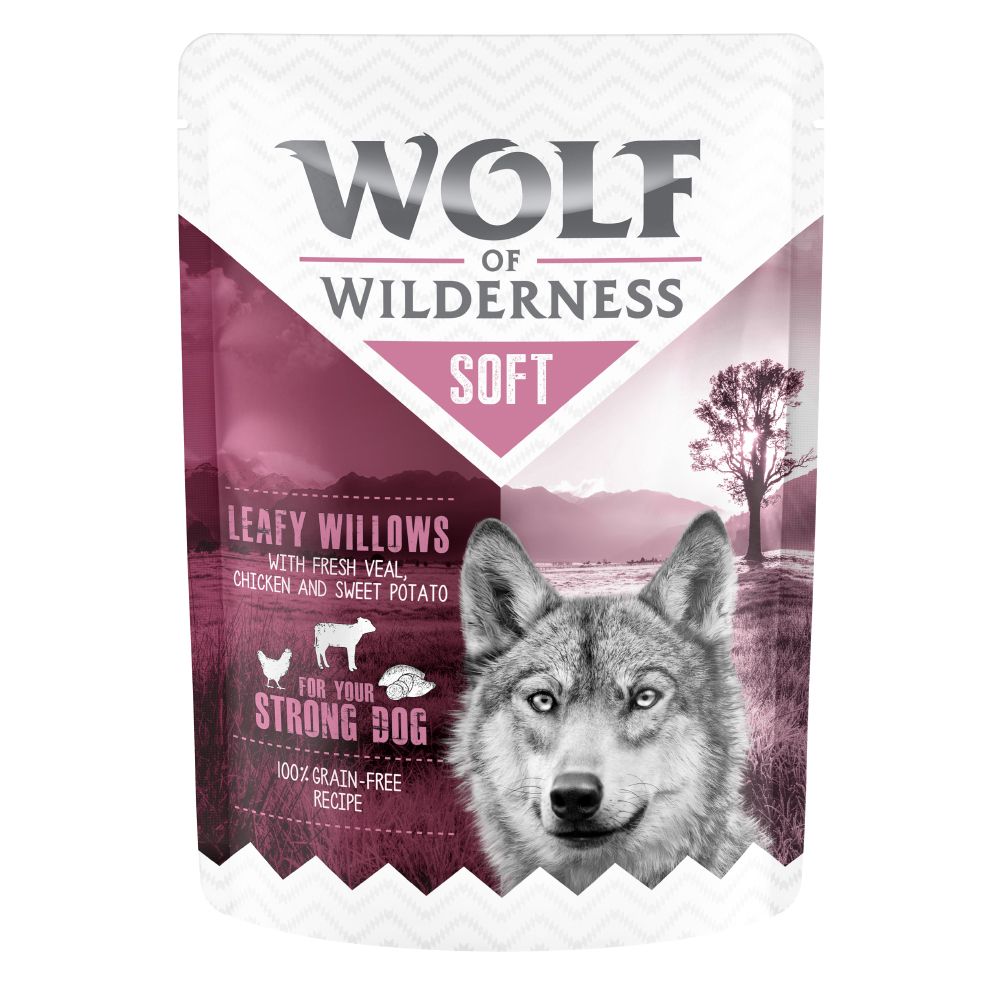 Wolf of Wilderness Adult "Soft" Pouches Saver Pack 24 x 300g - Mixed Pack