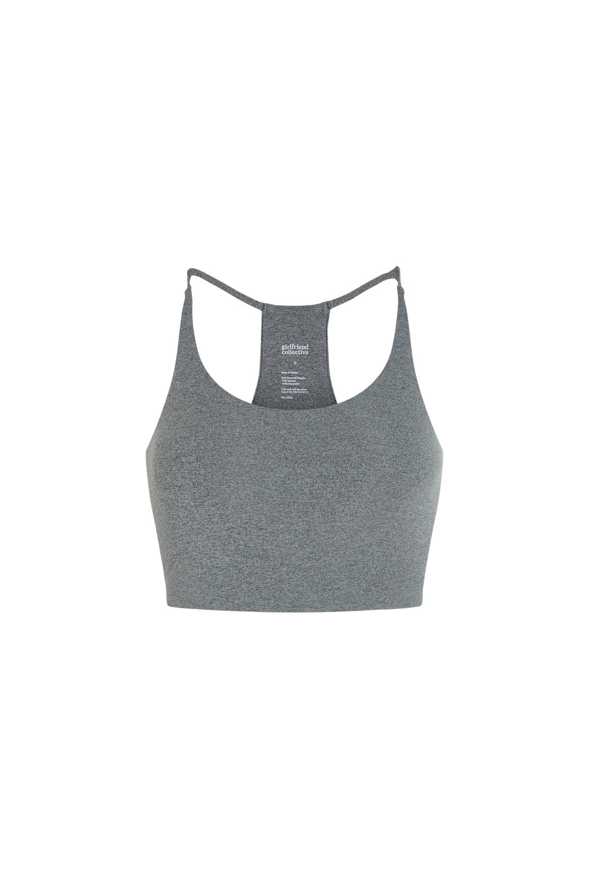 Girlfriend Collection Women's Cleo Bra - Made from Recycled Plastic Bottles, Heather Gravel / L