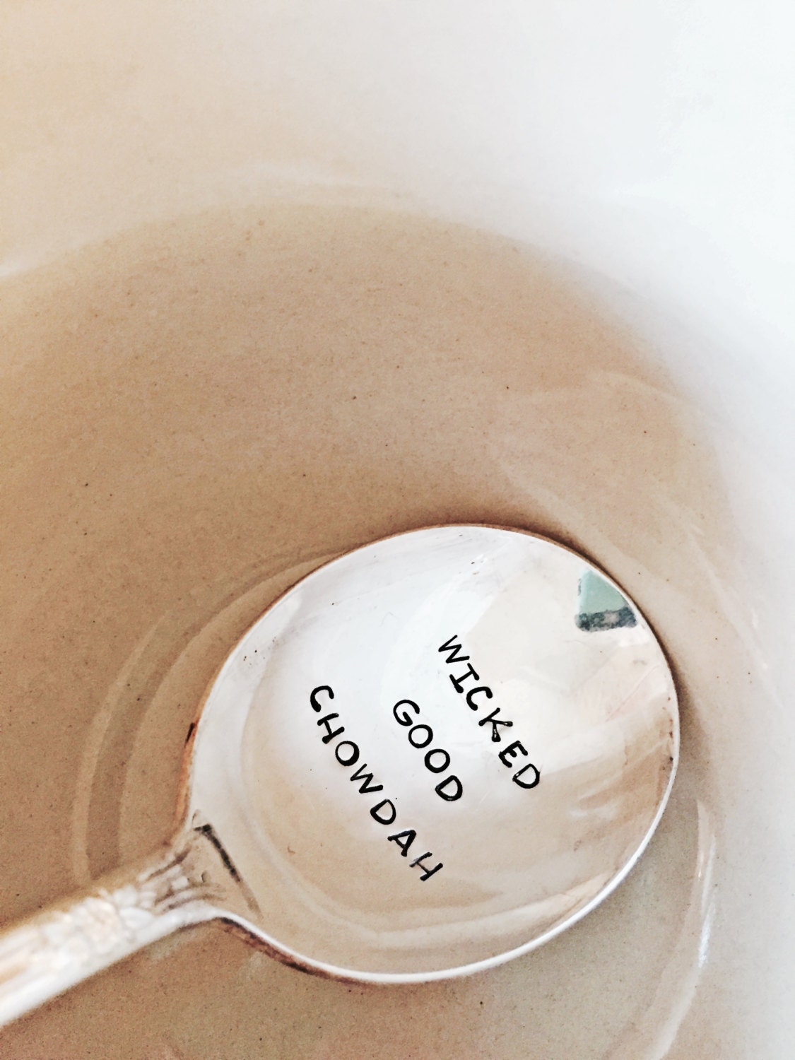 Wicked Good Chowdah, Stamped Silver Spoon, Silver, Soup Good, Chowder New England Gift, Maine