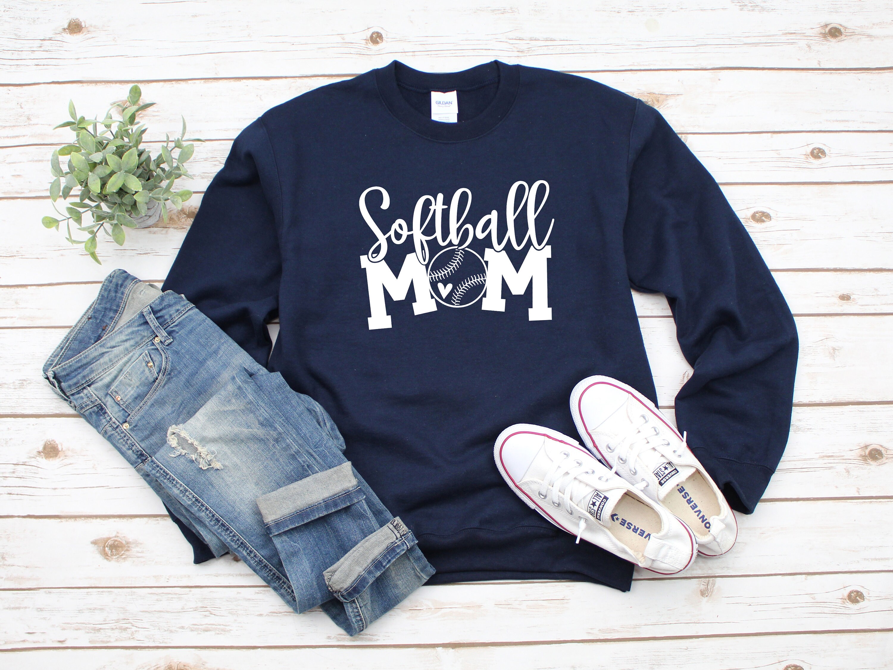 Softball Mom Heavy Blend Crewneck Sweatshirt, Sweater, Lover, Love, Shirt, Gift For