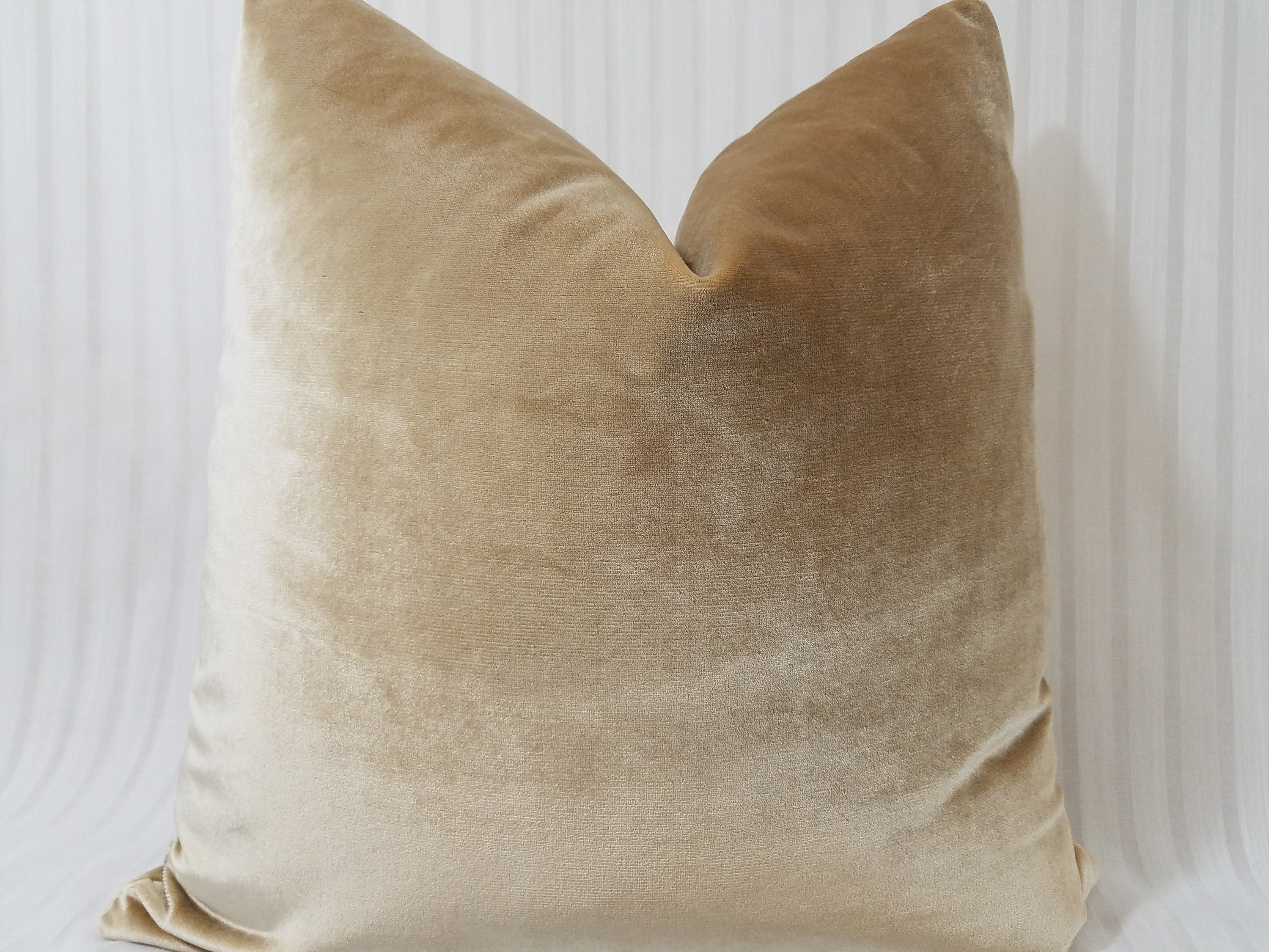 Highland Court Legacy Silk Blend Velvet Pillow Cover in Parchment - Decorative Sofa Cushion- Pale Gold Lumbar