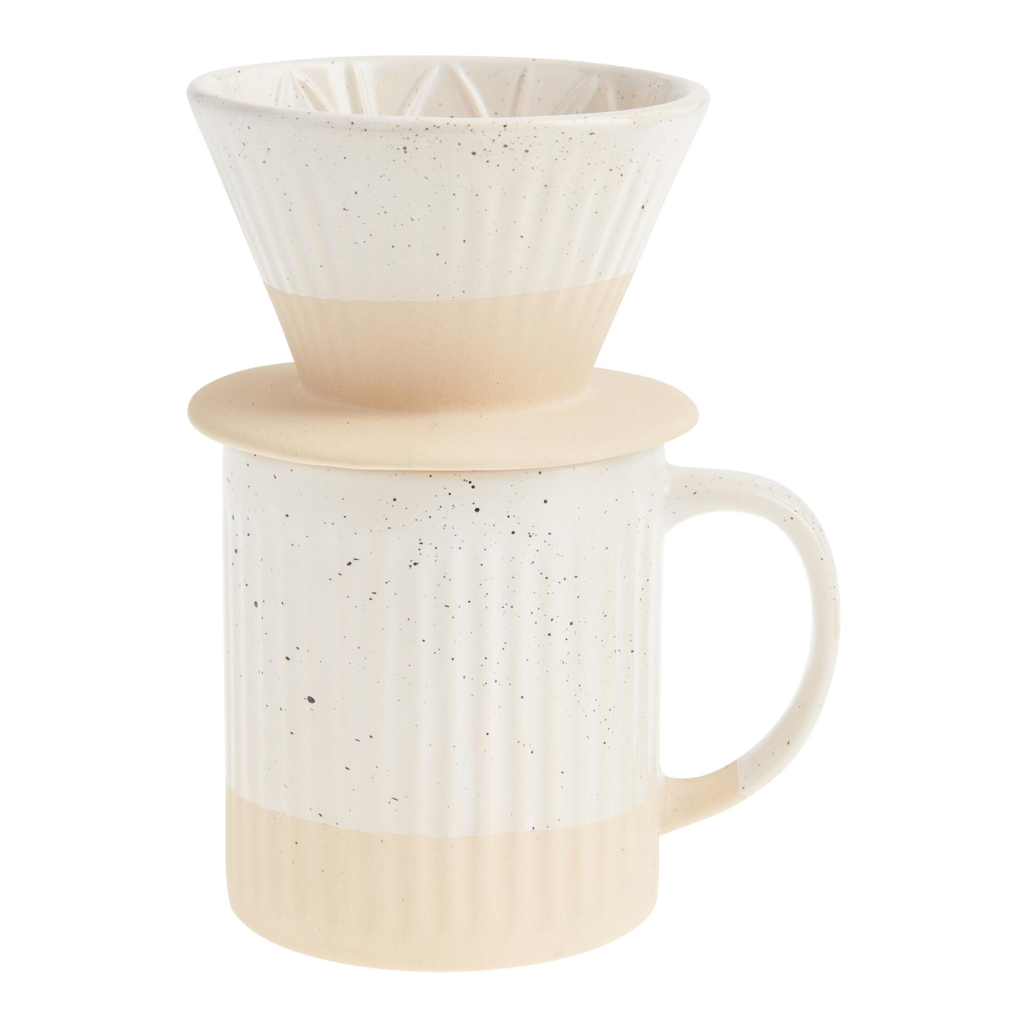 Farmhouse Ceramic Pour Over Coffee Mug and Filter Set - Stoneware by World Market