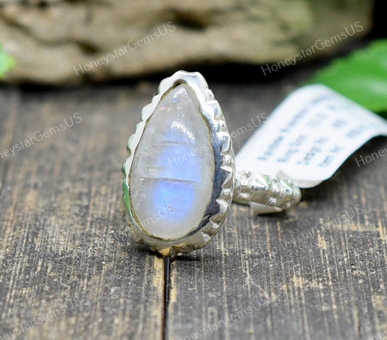 Rainbow Moonstone Ring 5.5 Us Silver Ring, Fine Jewelry, Statement Gift For Mother, Rings For Women, Costume Jewelry #ha 68