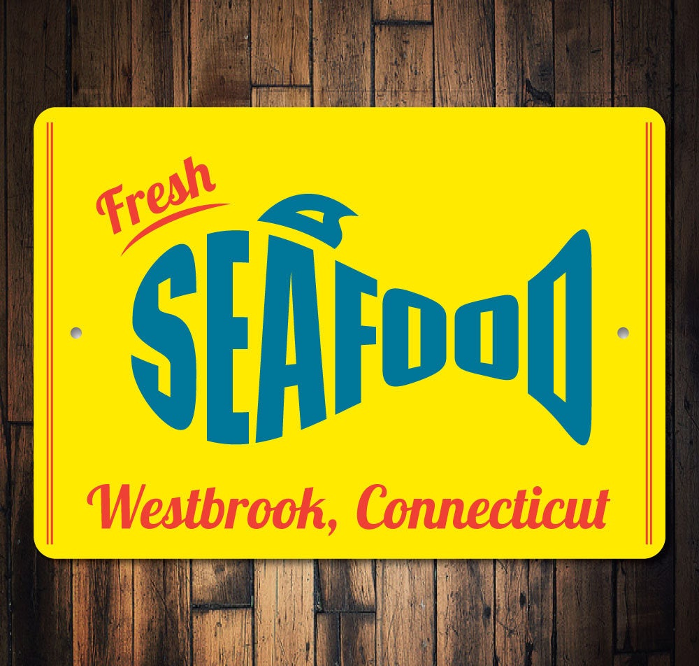 Seafood Sign, Custom Decor, Gift, Lover Fish Beach Food - Quality Aluminum